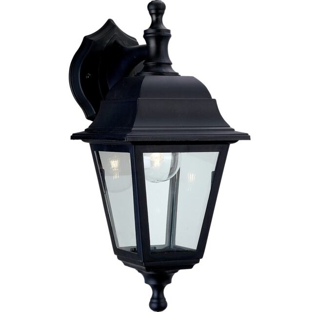 Oslo 1 Light Outdoor Wall Lantern - Uplight/Downlight Black Resin IP44, E27