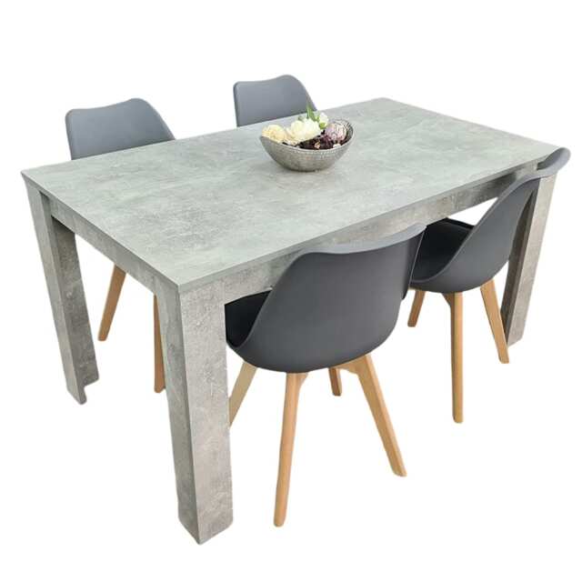 Dining Table and 4 Chairs Oak Effect Table With 4 Mix Chairs Dining Room Furniture Yellow One Size 5