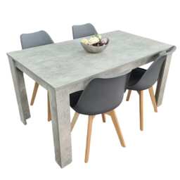 Dining Table and 4 Chairs Oak Effect Table With 4 Mix Chairs Dining Room Furniture Yellow One Size 5
