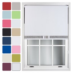 FURNISHED Blackout Roller Blind with Silver Glitter Trim and Green Bow Cut to Size White White 2 (W) 120cm x (L) 165cm
