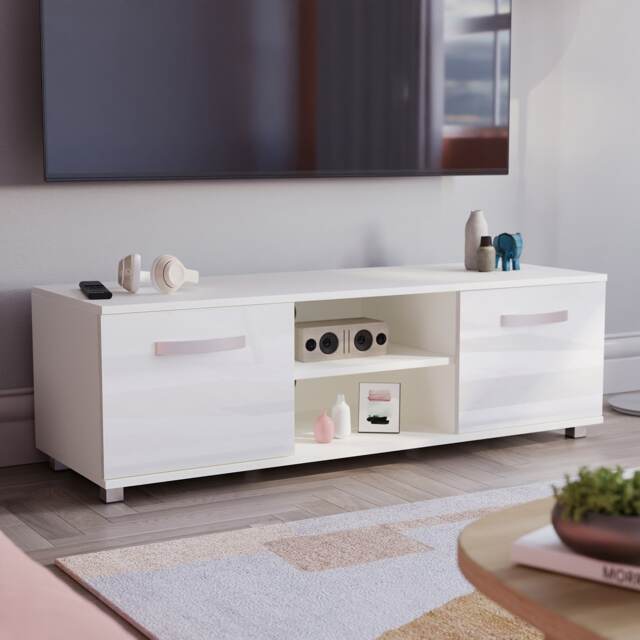 Vida Designs Cosmo 2 Door TV Unit Entertainment Stand, 120cm, White White 1