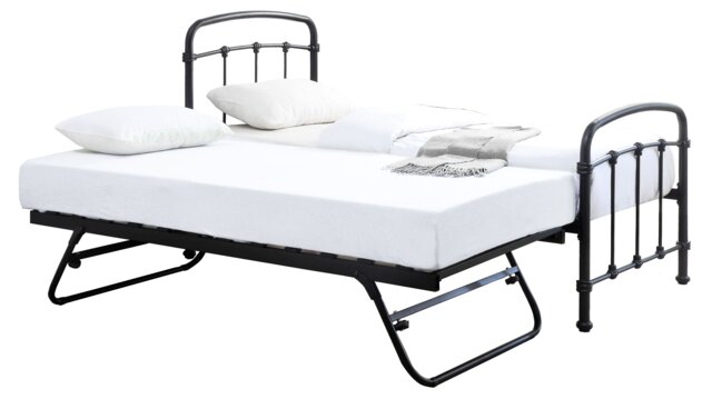 3ft Single Overnighter guest bed Retro bed frame,Black,metal Industrial, scaffold style