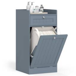 COSTWAY Tilt-Out Laundry Cabinet Bathroom Storage Grey