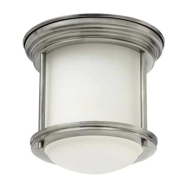 Hinkley Hadrian 1 Light Flush Mount Antique Nickel with Opal Glass IP44
