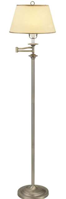 Traditional Antique Brass Swing Arm Floor Lamp with Cream Shade Gold Antique Brass 1