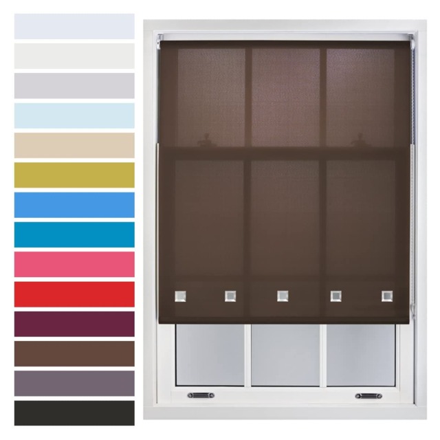 FURNISHED Roller Blinds with Square Eyelets and Metal Fittings Made to Measure Sheer Window Blind Brown Mocha (W) 180cm x (L) 210cm