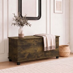 Vida Designs Leon Storage Ottoman, Rustic Brown