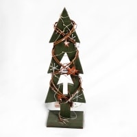 30cm Green Tree Wooden LED Tree Tabletop Centrepiece Christmas Holiday Home decoration with 20 Warm white LEDs Green Tree