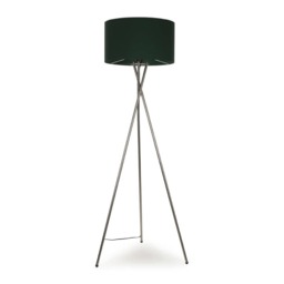 ValueLights Camden Brushed Chrome Tripod Floor Lamp Green Shade Green