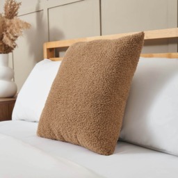 BHS Really Soft Teddy Bear Fleece Cushion, Brown