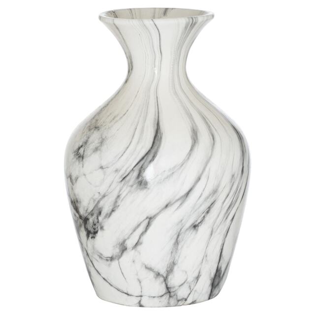 Hill Interiors Ellipse Ceramic Marble Vase White White/Grey 36cm x 23cm x 23cm 1