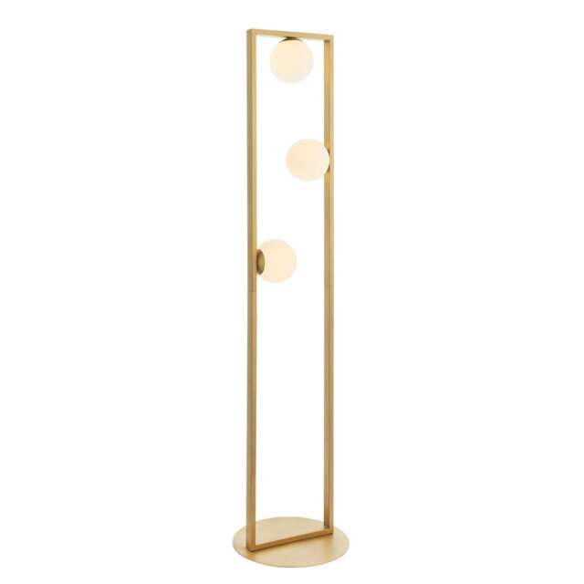 Teo Multi Arm Floor Lamp Brushed Gold Finish, Gloss Opal Glass, 3x G9