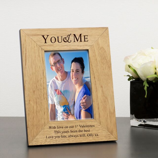 Personalised You and Me Wood Picture Frame 6 x 4 Valentines Day Couple