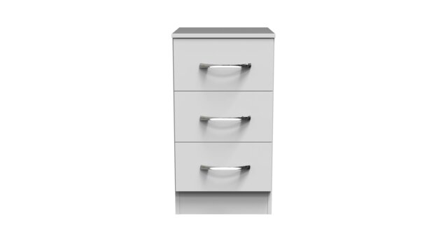 Hampshire 3 Drawer Bedside Cabinet in White Matt (Ready Assembled) White White Matt
