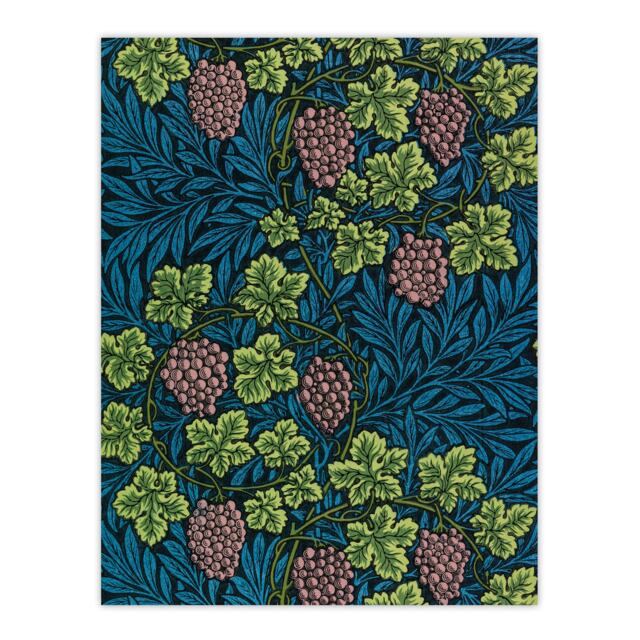 "Grape Vine and Leaves Pattern Vintage Wall Art Print W. Morris 12x16"""
