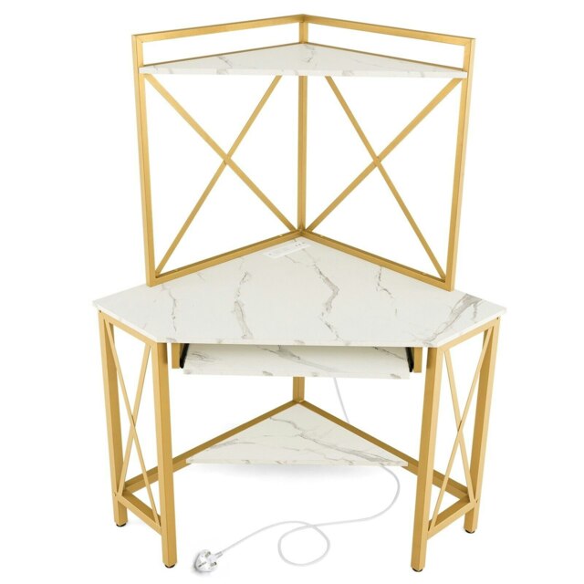 COSTWAY Kitchen Corner Space-Saving Display Rack Desk White