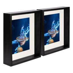 "Nicola Spring 8 x 10"" Deep Photo Frames - Black/Ivory Mount - 3D Deep Box Picture Frame Display Case (27.5 x 22.5cm) x5"