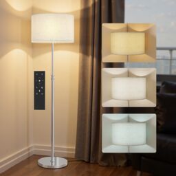 HOMCOM Floor Lamp with Remote Control and Adjustable Colour Temperatures Silver
