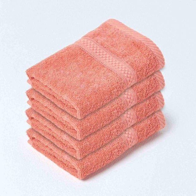 Homescapes Turkish Cotton Face Cloth - Set of 4, Burnt Orange