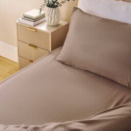 OHS Ultra Soft Microfibre Plain Fitted Bed Sheet Brown Natural King