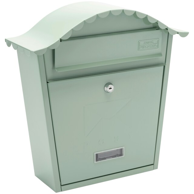 Burg-Wachter Classic Wall Mounted Galvanised Steel Lockable Weatherproof Post Box - 36x37x13cm Green Chartwell Green