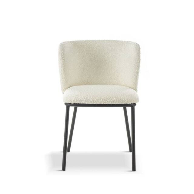 Mandy Boucle Dining Chair (Pack of 2) - L44 x W46 x H75 cm - White White