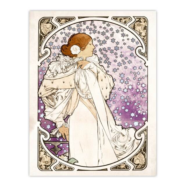 "Lady of Camellias Theatre French Vintage Wall Art Print Mucha 18x24"""