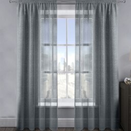 Velosso Alessandria Sparkle Slot Top Voile Panel - 137cm x 228cm Grey Charcoal