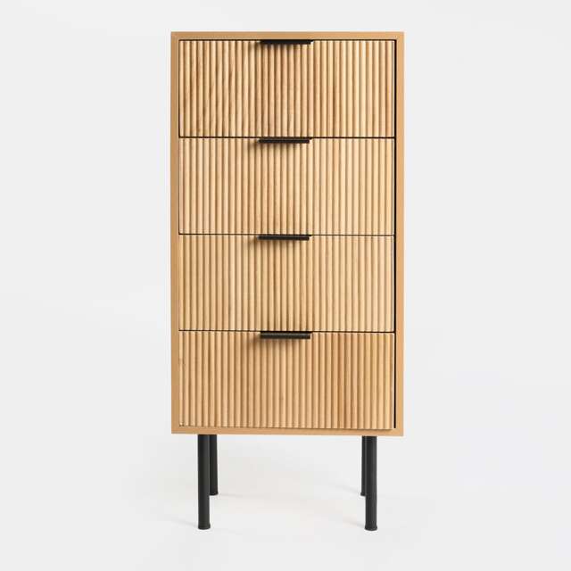OHS Ribbed 4-Drawer Unit Engineered Wood Cabinet Storage