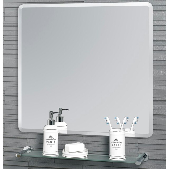 Showerdrape Trafalgar Square Wall Mounted Frameless Bevelled Edge Bathroom Mirror 60 x 60cm Chrome Mirror 1