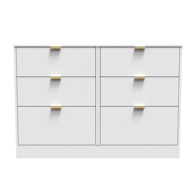 Denver 6 Drawer Wide Chest of Drawers in White Matt (Ready Assembled) White White Matt