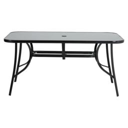 Living and Home Metallic and Tempered Glass Garden Table with Parasol Hole Outdoor
