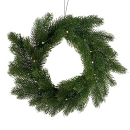 Charles Bentley 12in Faux Pre-Lit Decorative Green Christmas Front Door Wreath