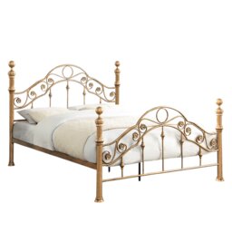 Kensington French Style Antique Brass Effect Metal Bed Frame Bronze Antique Brass Double