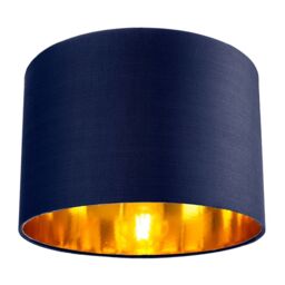"Contemporary Blue Cotton 12"" Table/Pendant Lamp Shade with Shiny Copper Inner Blue Midnight Blue 1"