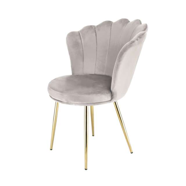 FREYA Petal Chair Velvet Upholstered Fabric - Taupe Grey Taupe One Size