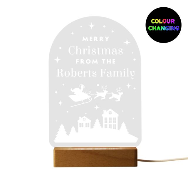 Personalised Christmas Wooden Based LED Light