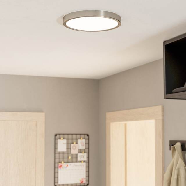 EGLO Fueva 6 Silver Steel & Plastic LED CCT Technology Flush Ceiling Light Silver Satin Nickel