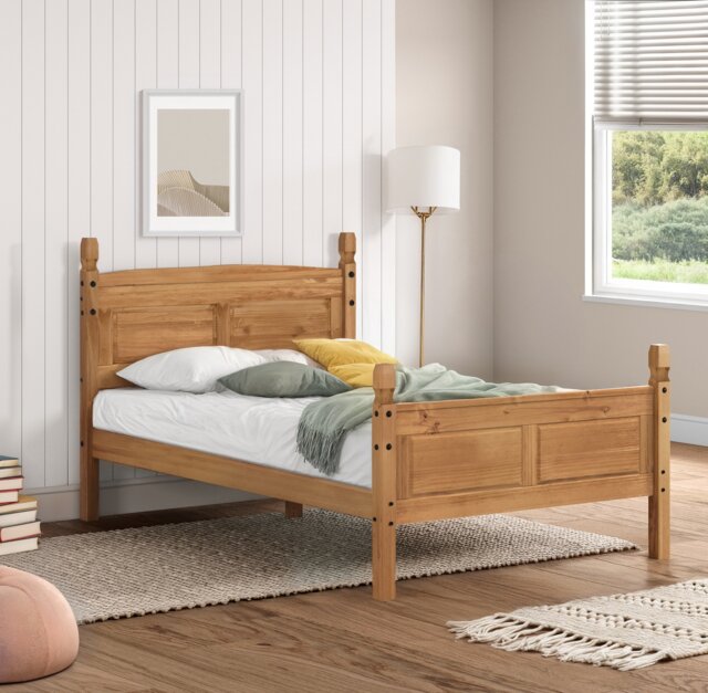 Mercers Furniture Corona 4'0 High End Small Double Bed Frame Solid Wood Pine Wooden with Mexican Styling