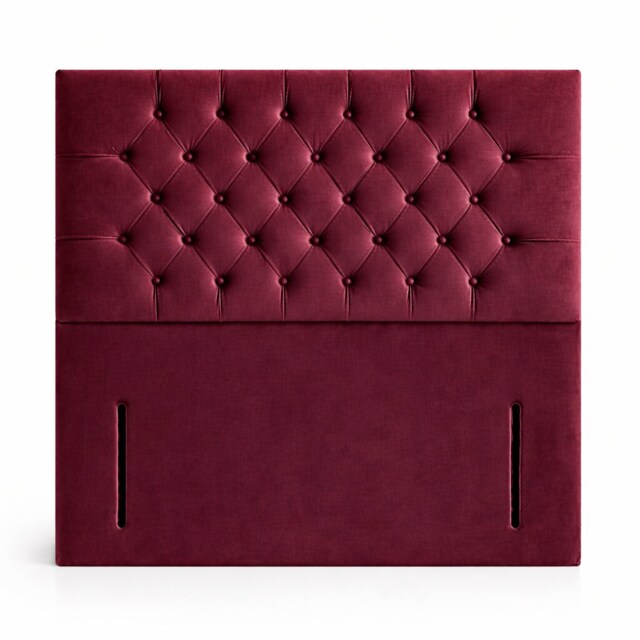 Floorstanding Headboard Maroon Plush Chesterfield 4FT6 Double 54inch High