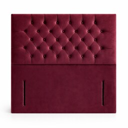 Floorstanding Headboard Maroon Plush Chesterfield 4FT6 Double 54inch High
