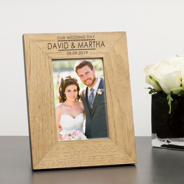 Personalised Our Wedding Day Wood Frame 6 x 4 Wedding Gift for Couple