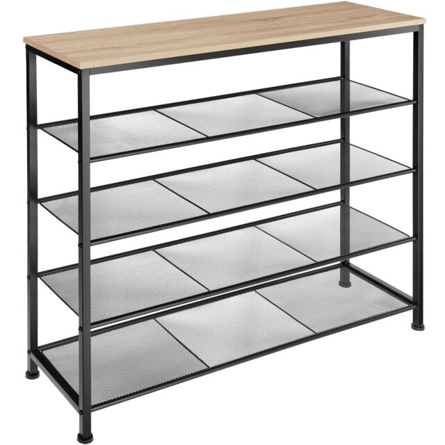 Shoe Rack Sheffield - storage shelf and 4 grid shelves, industrial style Brown industrial wood light, oak Sonoma 100 x 30,50 x 93 cm 1