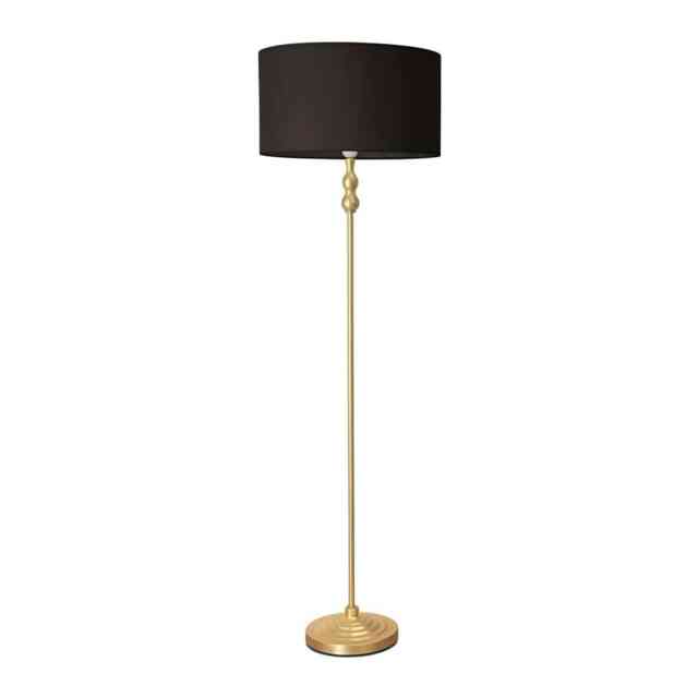 ValueLights Maggie Gold Candlestick Floor Lamp Black Shade and Bulb