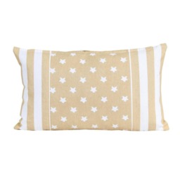 Homescapes Cotton Beige Stripe Border - Stars Rectangular Cushion Cover - 30 x 50 cm Cream Beige 30 x 50 cm