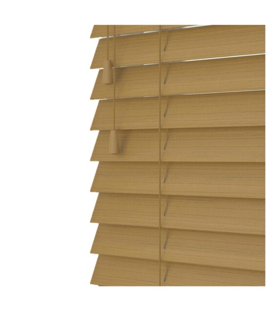 120cm Sahara Oak Faux Wood Venetian Blinds with String (120cm Drop) Brown Brown
