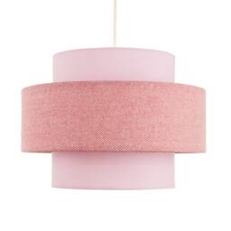 Modern Soft Pink Herringbone Linen Triple Tier Design Pendant Shade