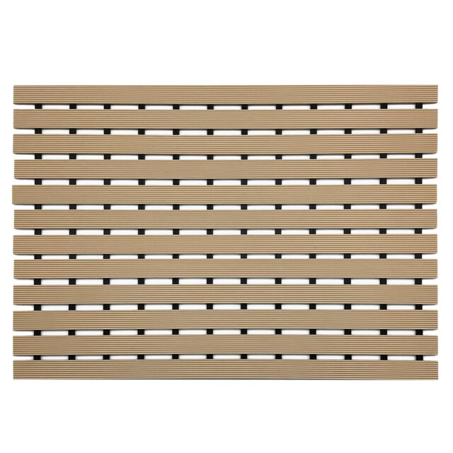 PVC Duckboard Non-Slip Shower Mat - 61cm x 43cm Cream Beige