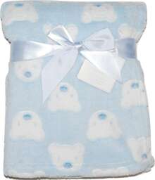 Baby Boy Soft Fleece Wrap Blanket Pram Cot Crib Moses Basket Blue Teddy