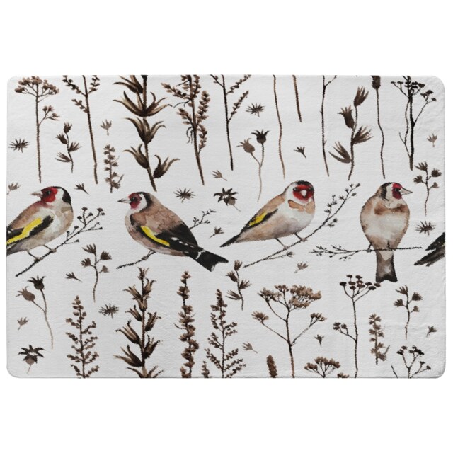 Goldfinches And Autumn Dry Plants Rug Multi